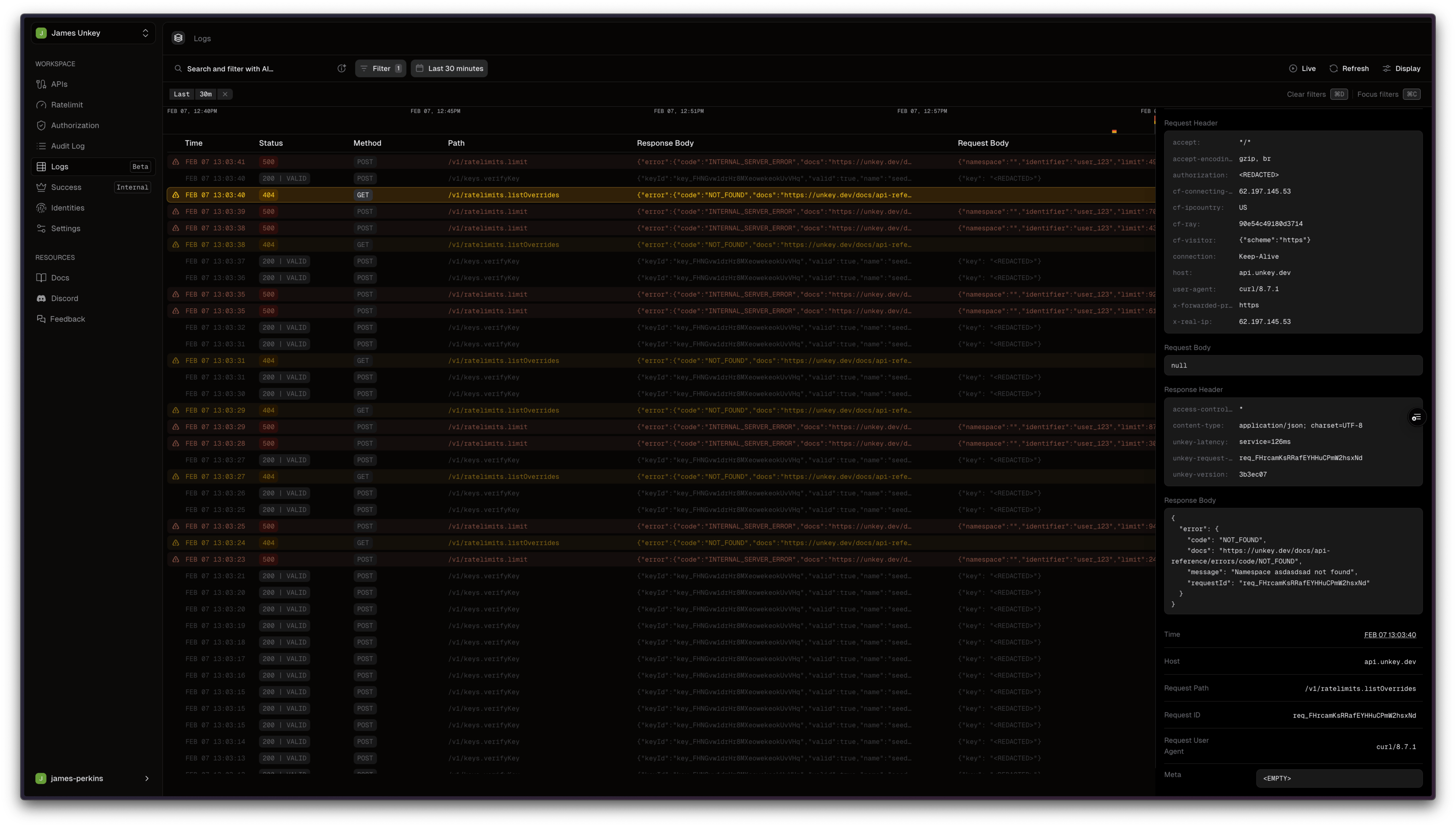 Logs example