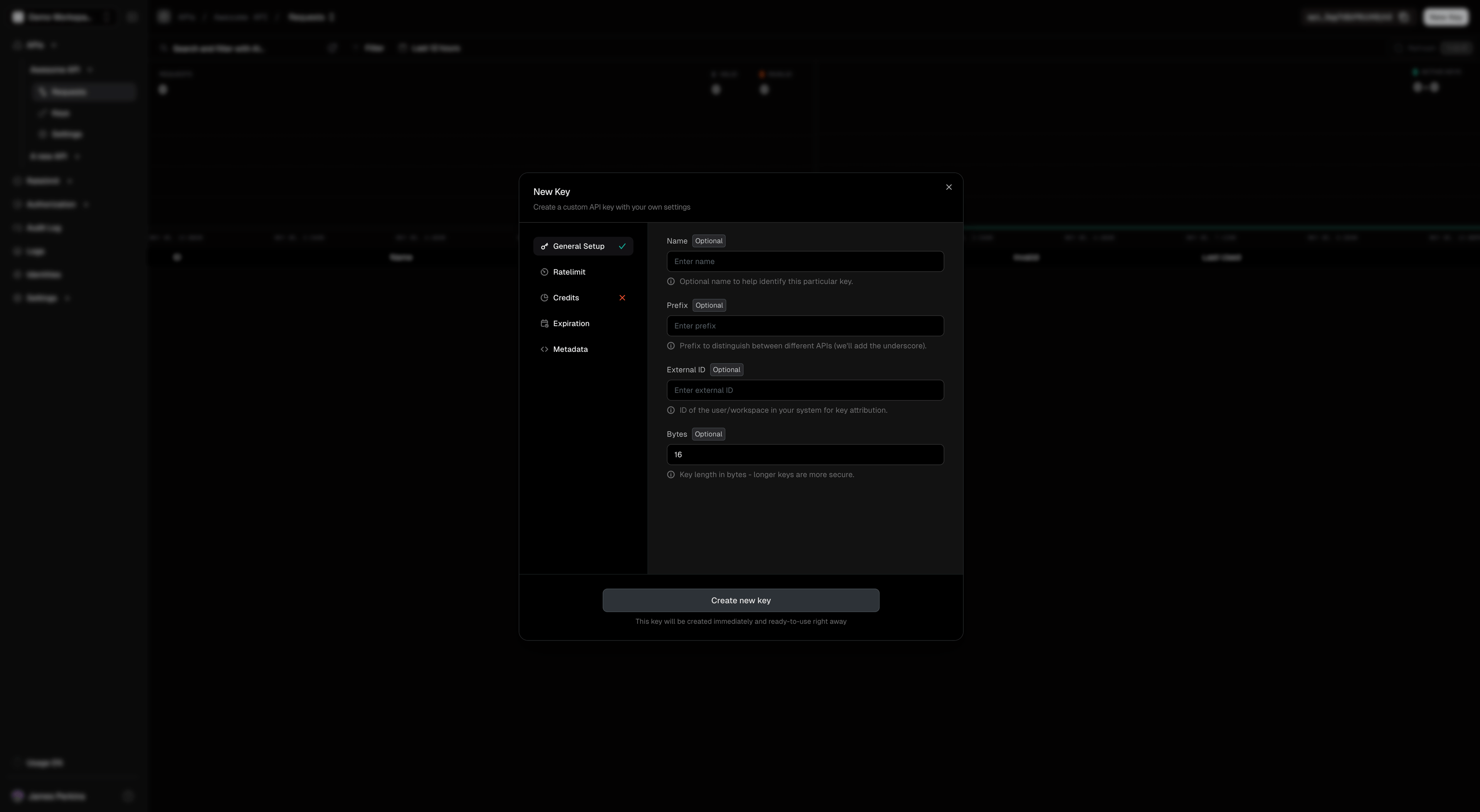 Key Creation Wizard with error